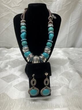 Hand Made By Holley Turquoise Necklace and Earrings
